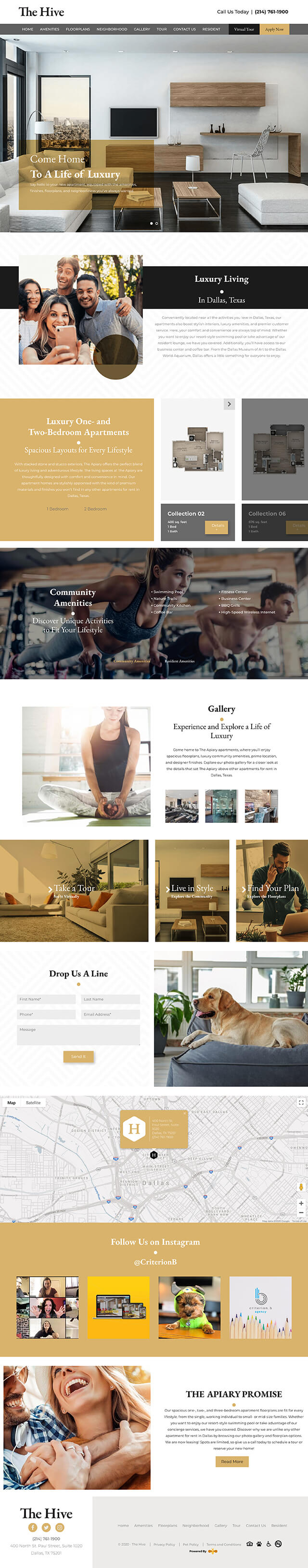 The Hive apartment property website shown on an iPad Pro