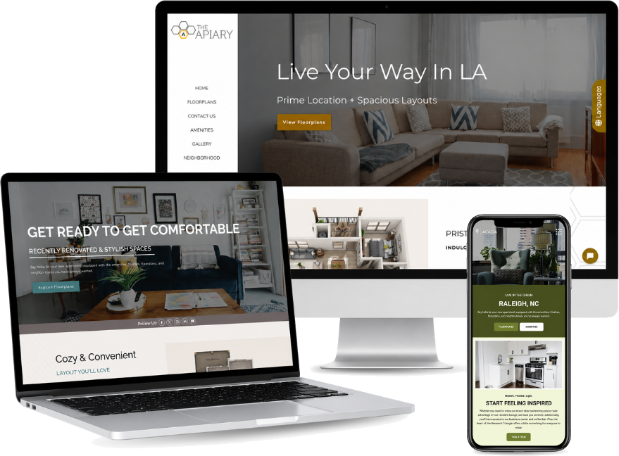 Swifty website themes on a desktop, laptop and phone